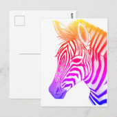 Vetgedrukte en kleurrijke zebra tekening briefkaart (Voorkant / Achterkant)