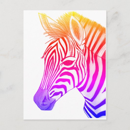 Vetgedrukte en kleurrijke zebra tekening briefkaart (Voorkant)