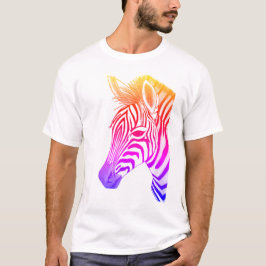 Vetgedrukte en kleurrijke zebra tekening t-shirt
