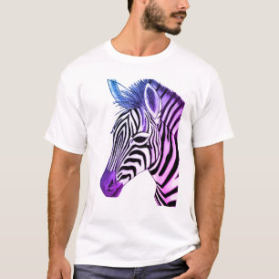Vetgedrukte en kleurrijke zebra tekening t-shirt