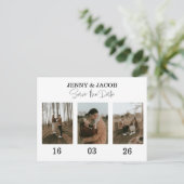 Vetgedrukte foto collage data Save the Date Briefkaart (Staand voorkant)