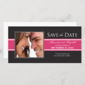 Vetgedrukte Fuchsia Stripe Save the Date Aankondig (Voorkant / Achterkant)