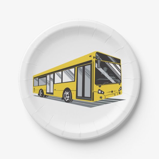 Vetgedrukte gele stadsbus openbaar vervoer papieren bordje (Voorkant)