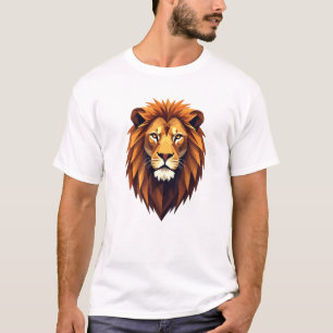 Vetgedrukte geometrische Lion Head Art T-shirt