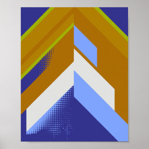 Vetgedrukte geometrische pijl Abstract in blauw en Poster
