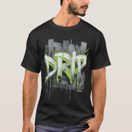 Vetgedrukte graffiti DRIP-tekst met neongroene acc T-shirt