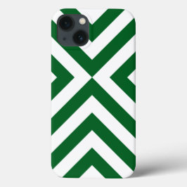 Vetgedrukte groene en witte Chevron iPhone 13 Hoesje