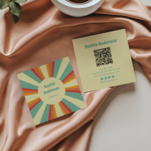 Vetgedrukte jaren 70 stijl met aangepaste QR-code Vierkante Visitekaartje