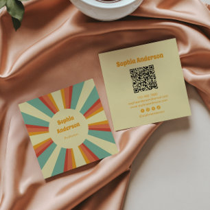 Vetgedrukte jaren 70 stijl met aangepaste QR-code  Vierkante Visitekaartje
