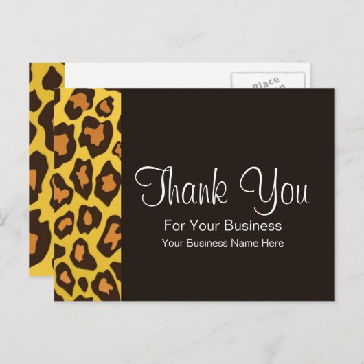 Vetgedrukte Leopard Print:: Zakelijke Ansichtkaart Briefkaart (Voorkant / Achterkant)