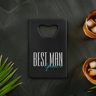 Vetgedrukte letters "Beste man" Persoonlijke bruil Kredietkaart Flessenopener