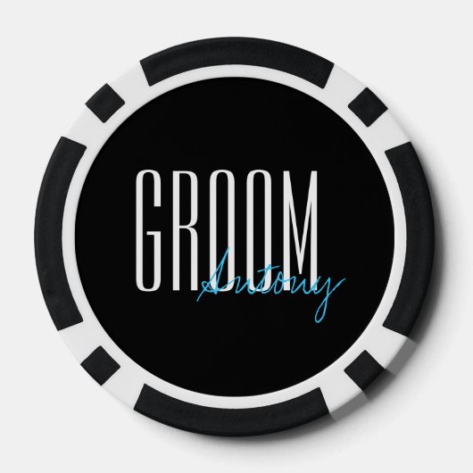 Vetgedrukte letters "Groom" Persoonlijke bruiloft Poker Chips (Achterkant)