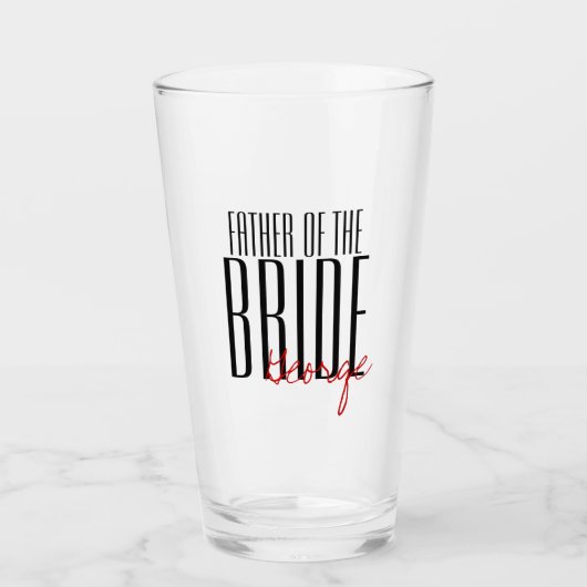 Vetgedrukte letters "vader van de bruiddans" glas (Voorkant)