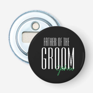 Vetgedrukte letters "Vader van de Bruidegom" Trouw Button Flesopener