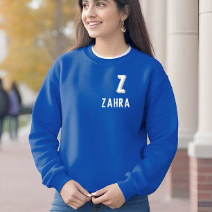 Vetgedrukte lettertypen - wit en blauw gepersonali trui