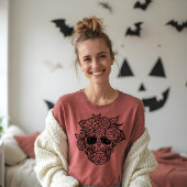 Vetgedrukte lijn getekend zwart & wit Bloemen Suik Tri-Blend Shirt