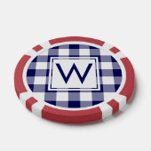 Vetgedrukte marine en witte buffel gespeeld met mo poker chips (Enkel)