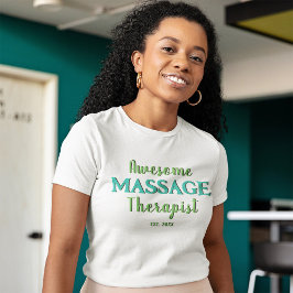 Vetgedrukte massagetherapeut Blauwgroen groene tek T-shirt