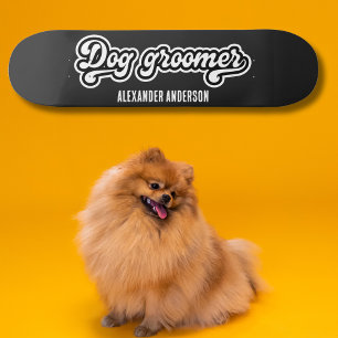 Vetgedrukte minimale zwarte en witte hondentrimmer skateboard