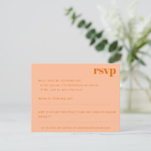 Vetgedrukte minimalistische perzik Sinaasappel ret RSVP Kaartje