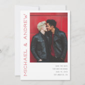 Vetgedrukte moderne verticale namen aangepaste kle save the date (Voorkant)