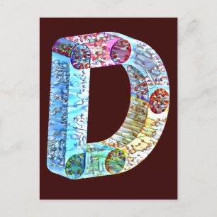 vetgedrukte monogrammen D Briefkaart