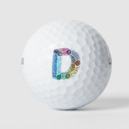 vetgedrukte monogrammen D Golfballen