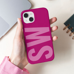 Vetgedrukte naam Initialen Girly Pink Custom Monog iPhone 16 Pro Max Hoesje