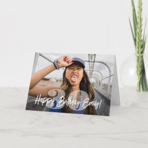 Vetgedrukte nummers Foto overlay Happy Birthday Sc Kaart