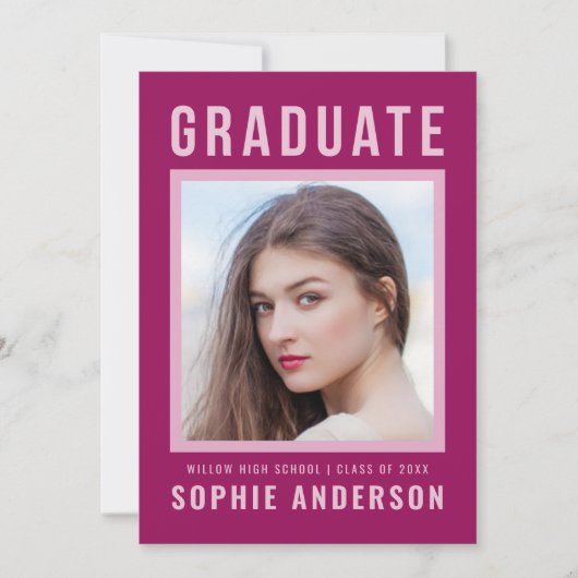 Vetgedrukte Paarse Afstuderen bekendmaking en part Kaart (Voorkant)