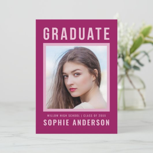 Vetgedrukte Paarse Afstuderen bekendmaking en part Kaart (Staand voorkant)