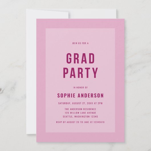 Vetgedrukte Paarse Afstuderen bekendmaking en part Kaart (Achterkant)