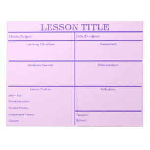 Vetgedrukte Paarse Retro Lesson Planner voor Docen Notitieblok