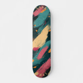 Vetgedrukte penseelstreek - Dark Abstract Minimali Skateboard (Voorkant)