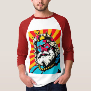 Vetgedrukte Pop Art Zeus – Kleurrijke Griekse God T-shirt