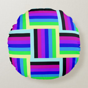 Vetgedrukte regenboogstrepen 16 x 16 Rond Kussen