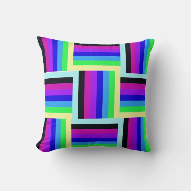 Vetgedrukte regenboogstrepen 16 x 16 Rond Kussen (Voorkant)