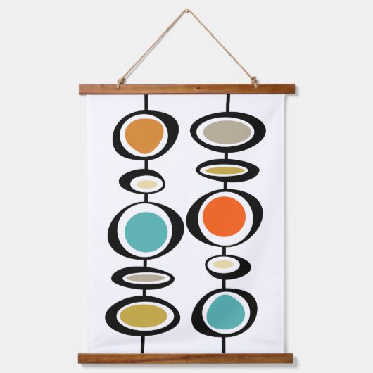 Vetgedrukte retro Abstracte cirkels Mid Century Mo Hangend Wandkleed (Voorkant)