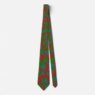Vetgedrukte rode camouflage in diep groen en Blauw Stropdas