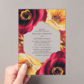 Vetgedrukte rode en gele bloemen geometrische brui acryl uitnodigingen (Insitu (Draagbaar))