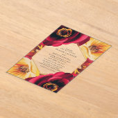 Vetgedrukte rode en gele bloemen geometrische brui acryl uitnodigingen (Laagn)