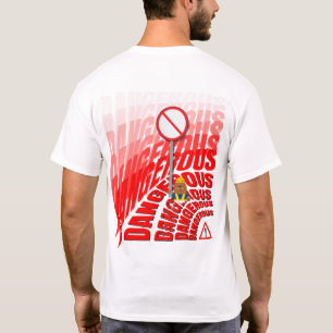 Vetgedrukte rode GEVAARLIJKE Tekst met Mole Waarsc T-shirt