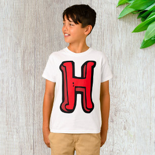 Vetgedrukte rode letter H Fun Alfabet T-shirt