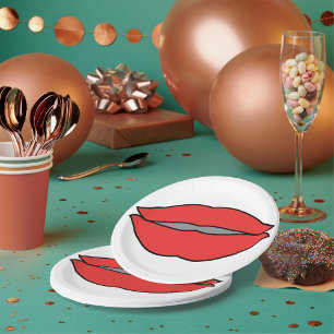Vetgedrukte rode lippen Pop Art Papieren Bordje