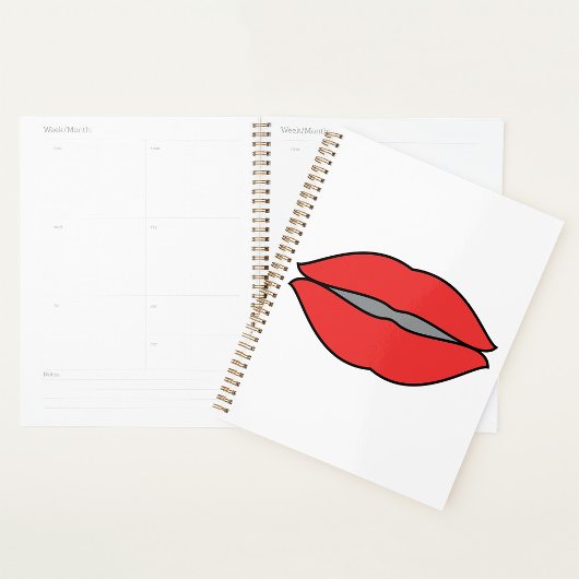 Vetgedrukte rode lippen Pop Art Planner