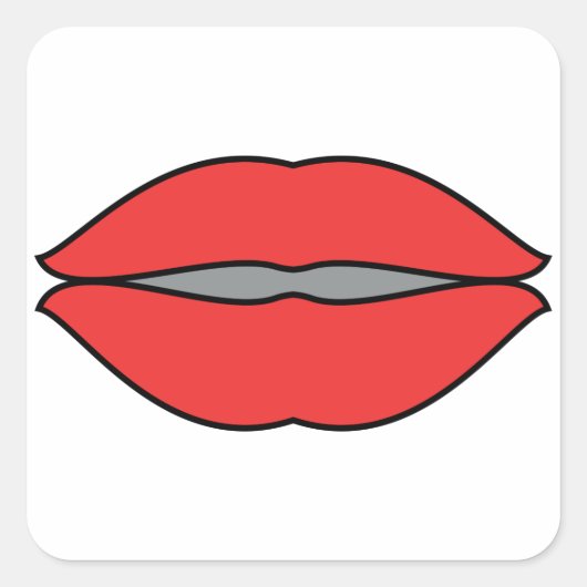 Vetgedrukte rode lippen Pop Art Vierkante Sticker (Voorkant)