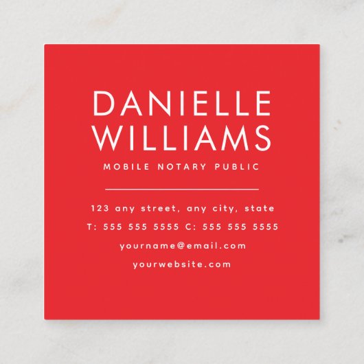 Vetgedrukte Rode Notaris Openbare QR Code Fun Vierkante Visitekaartje (Achterkant)