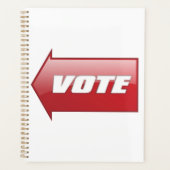 Vetgedrukte rode pijl voor stemmen in verkiezingsc planner (Voorkant)