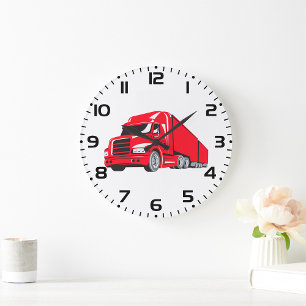 Vetgedrukte rode semi-truck Big Rig Trucker Grote Klok