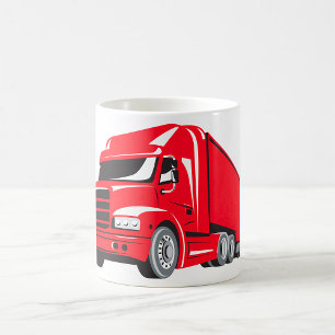 Vetgedrukte rode semi-truck Big Rig Trucker Koffiemok